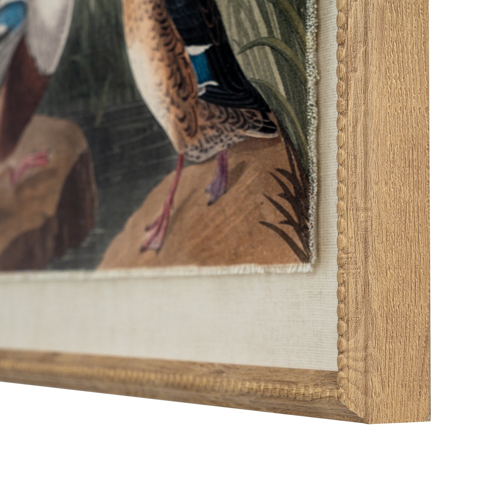 Flora & Fauna Collection Mallards On Linen In Beaded Frame_3792