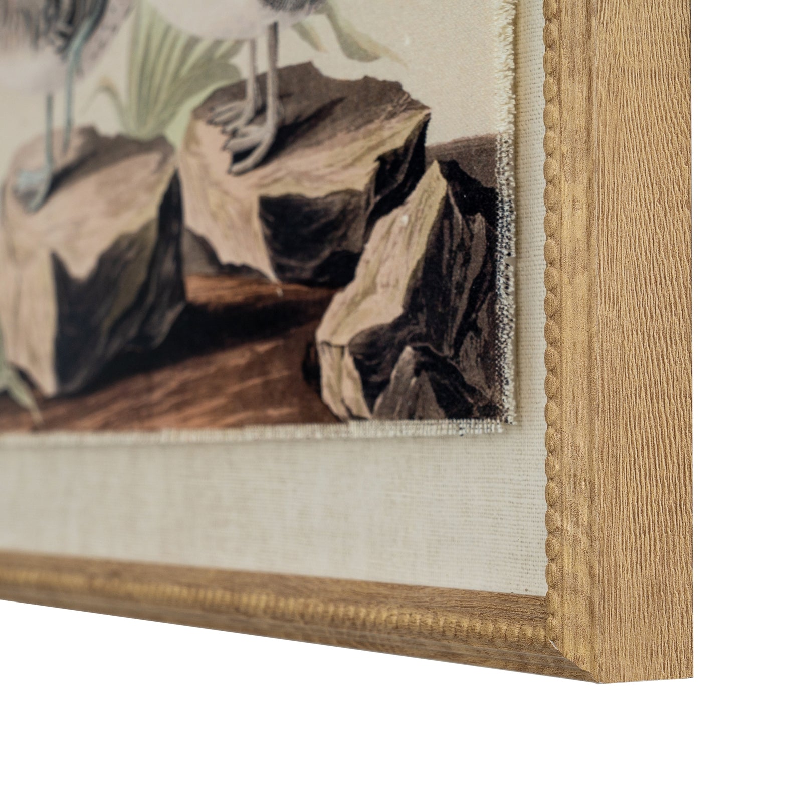 Flora & Fauna Collection Teals On Linen In Beaded Frame_3818