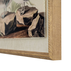 Flora & Fauna Collection Teals On Linen In Beaded Frame_3818