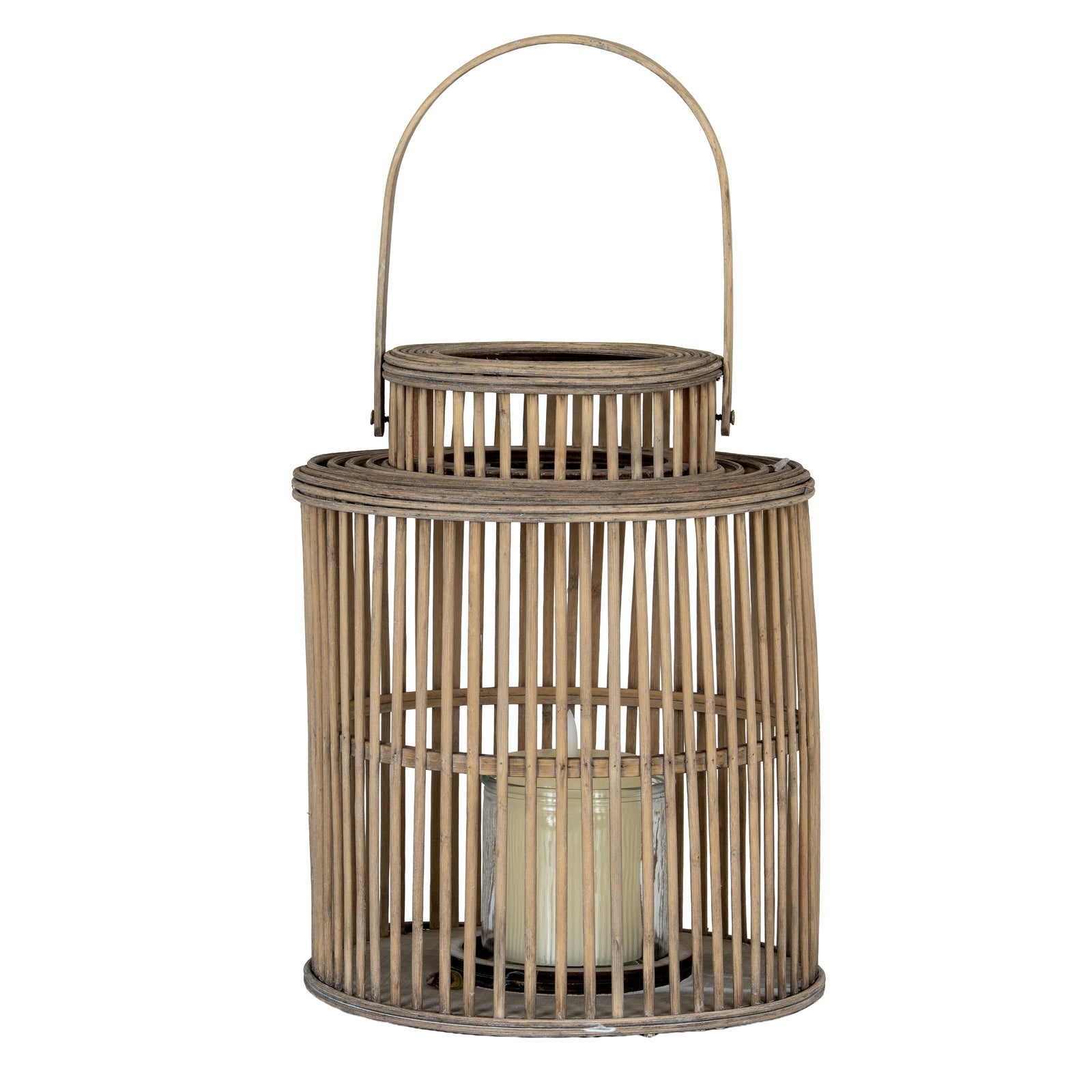 Cylinder Wicker Lantern With Glass Holder_769