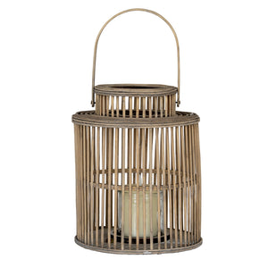 Cylinder Wicker Lantern With Glass Holder_769