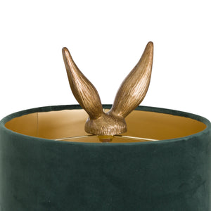 Antique Gold Hare Table Lamp With Green Velvet Shade_710