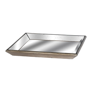 Astor Distressed Mirrored Square Tray W/Wooden Detailing Lge_1344