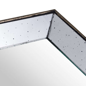 Astor Distressed Mirrored Square Tray W/Wooden Detailing Sml_1347