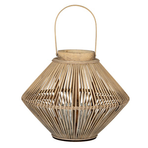 Cone Wicker Lantern With Glass Holder_759