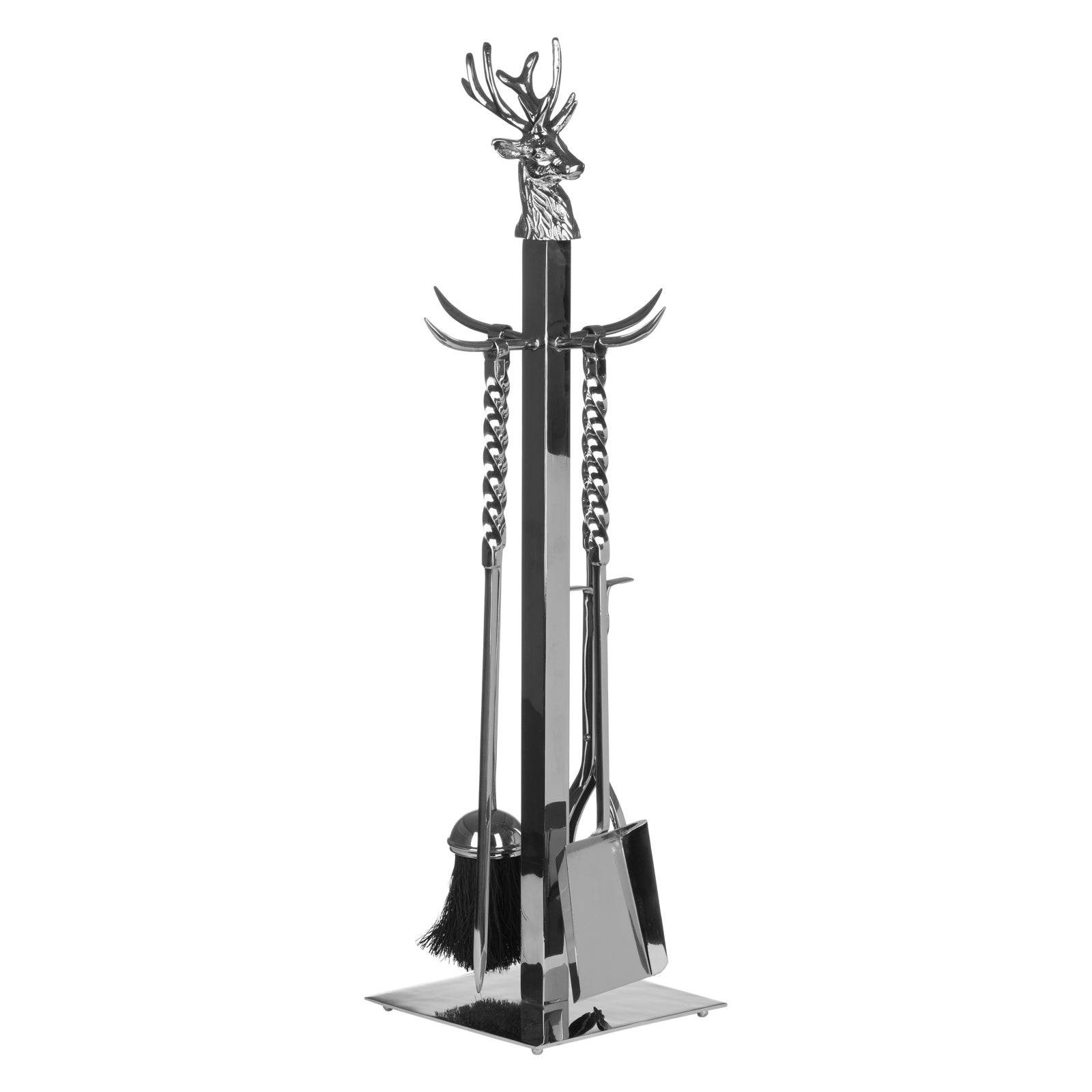 Hand Turned Stag Companion Set In Polished Nickel_4324