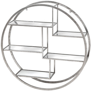 Large Circular Silver Wall Hanging Multi Shelf_338