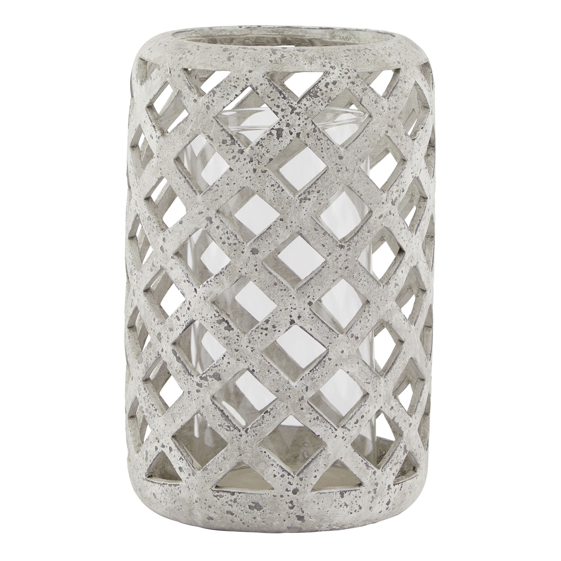 Grey Stone Effect Hurricane Lantern_872