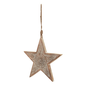 Natural Wooden Patterned Hanging Star_2702