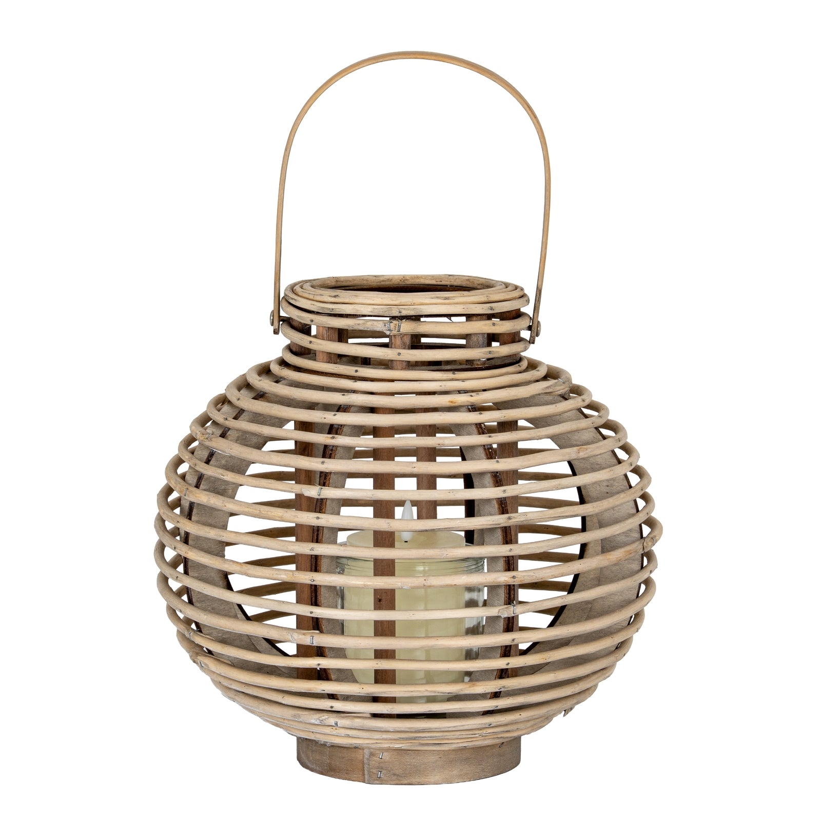 Large Round Willow Lantern With Glass Holder_881