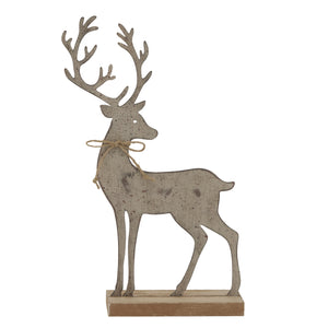 Rustic Metal Reindeer On Wood Stand_1968