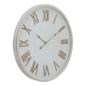 Large Rustic White Clock With Beaded Frame_4017