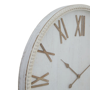 Large Rustic White Clock With Beaded Frame_4018