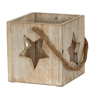 Washed Wood Large Star Tealight Candle Holder_3505