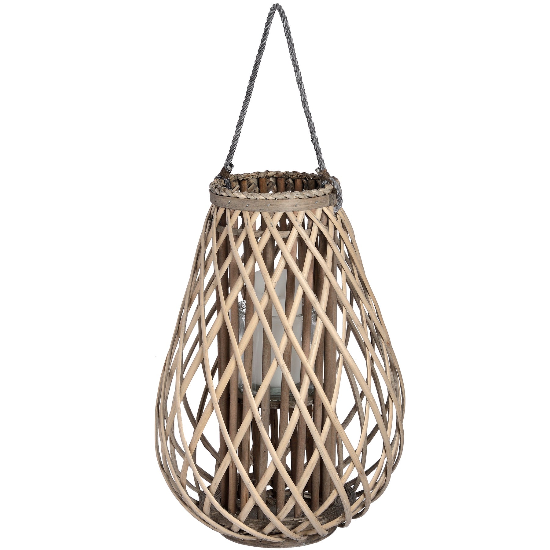 Wicker Bulbous Lantern_2090