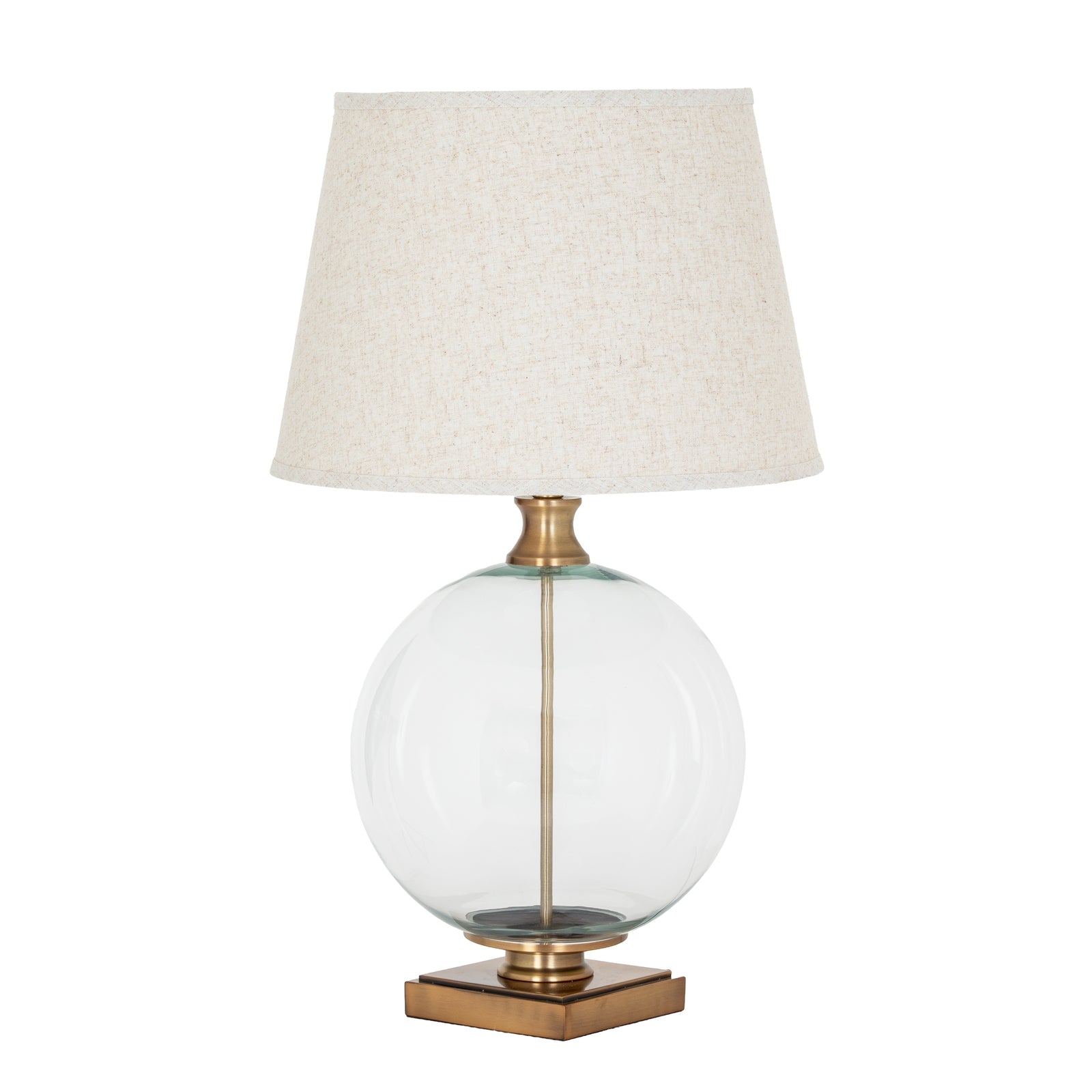 Lunel Glass Orb Table Lamp With Edged Linen Shade_911