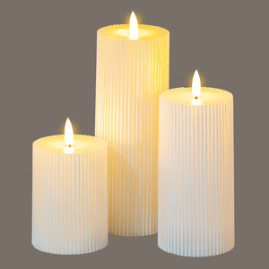 Luxe Collection Natural Glow Texture Ribbed LED Candle_2284