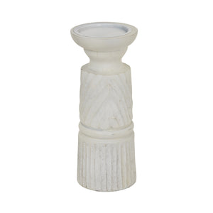 White Carved Candle Holder_2596