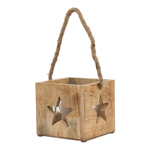 Washed Wood Large Star Tealight Candle Holder_2728