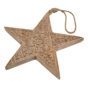 Natural Wooden Patterned Hanging Star_2713