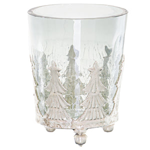 Noel Collection Small Christmas Tree Crackled Candle Holder_2740