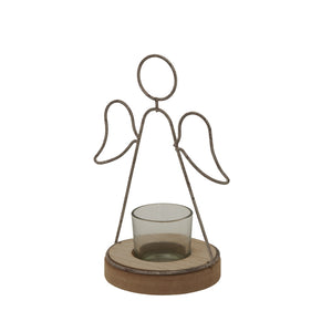 Rustic Outline Angel Tealight On Stand With Glass Votive_2844