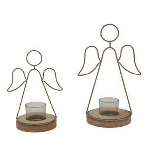 Rustic Outline Angel Tealight On Stand With Glass Votive_2846