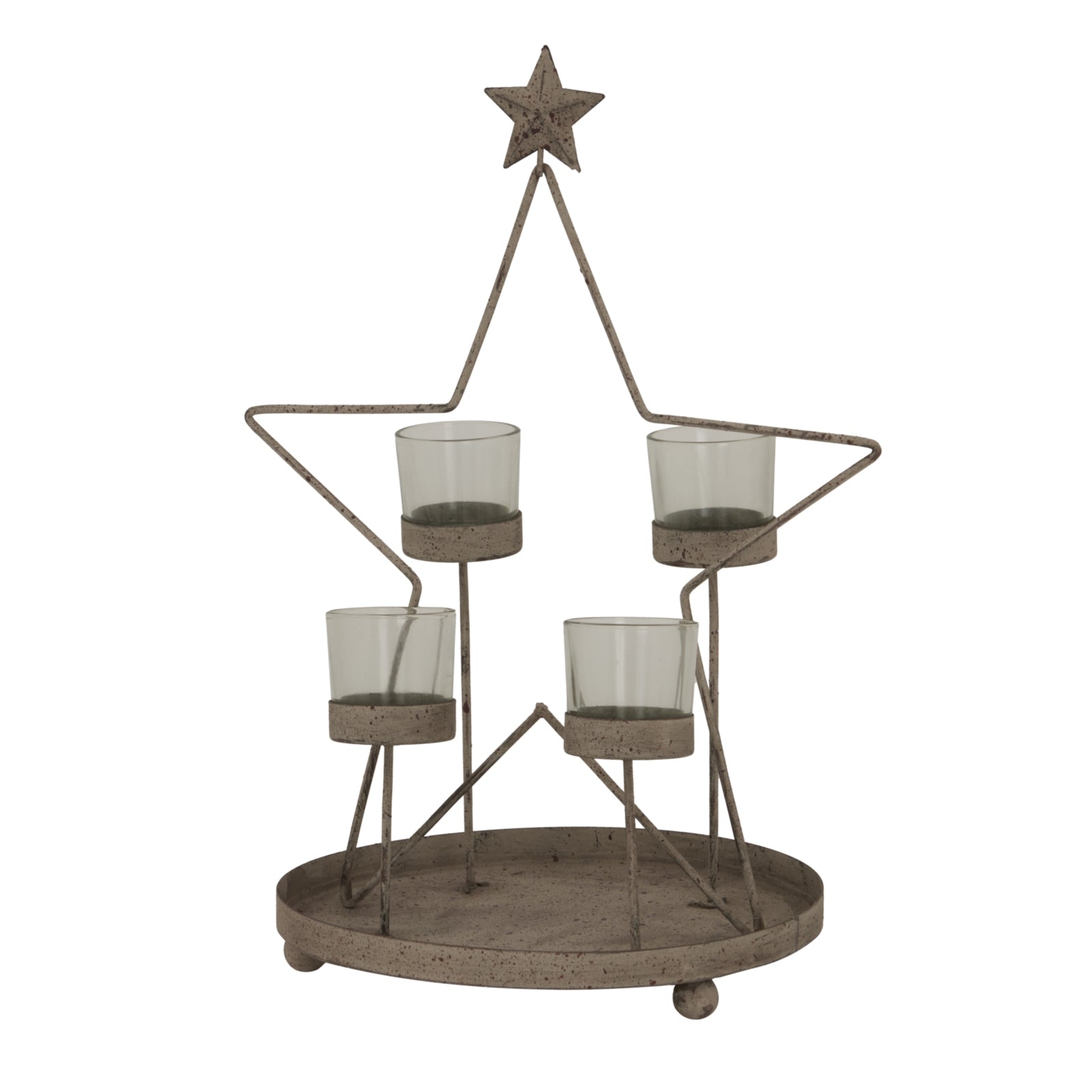 Rustic Outline Star With Four Glass Votives_2919