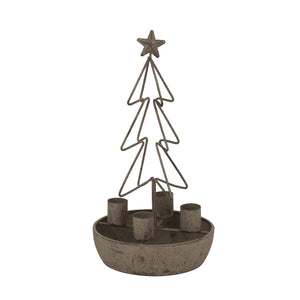 Rustic Outline Tree And Star Candle Holders_2922