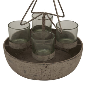 Rustic Outline Tree And Star With Four Glass Votives_2927