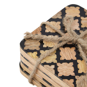 Set Of 4 Wood Effect Geometric Coasters_2974