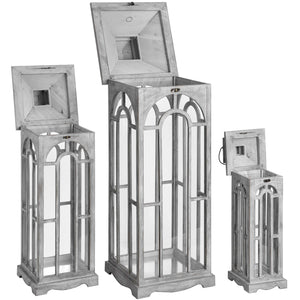 Set Of Three Wooden Lanterns With Archway Design_1045