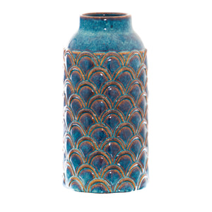 Seville Collection Large Indigo Scalloped Vase_3005