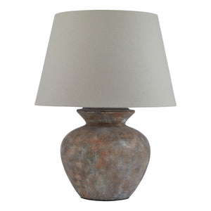 Siena Brown Round Table Lamp With Linen Shade_1055