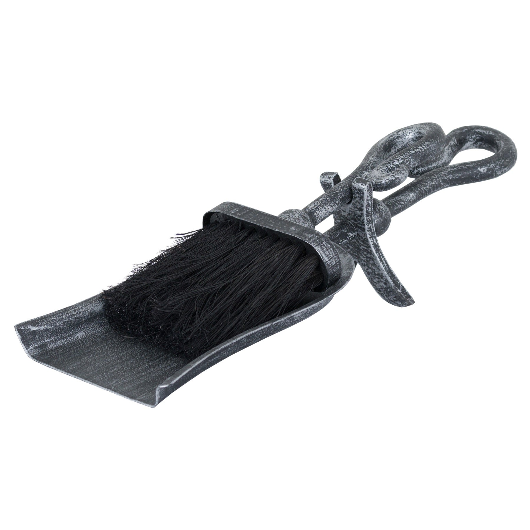 Silver Brushed Steel Crook Top Hearth Tidy Set_4341