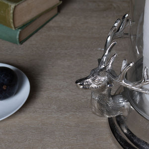 Silver Stag Heads Hurricane Lantern_3151