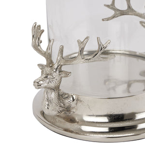 Silver Stag Heads Hurricane Lantern_3149