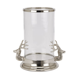 Silver Stag Heads Hurricane Lantern_3148