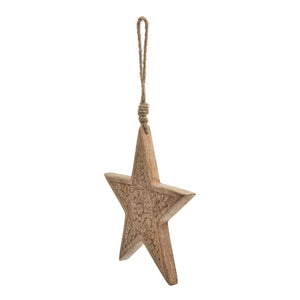 Natural Wooden Patterned Hanging Star_2711
