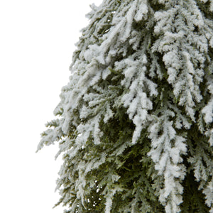 Small Snowy Fir Tree On Tall Wood Log_3230