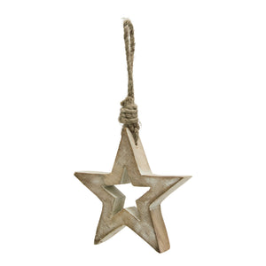 White Wash Collection Wooden Hanging Star Decoration_3562