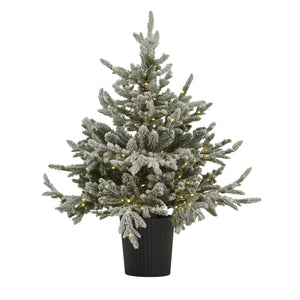 Snowy Forest Fir Pre-Lit Led 300L Christmas Tree In Pot_1096