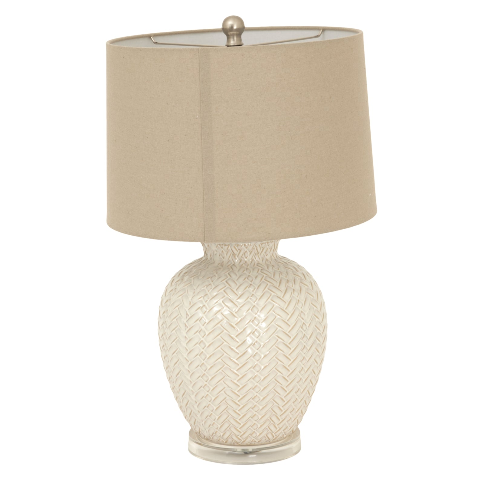 Twill Weave Ceramic Table Lamp With Linen Shade_1146