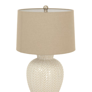 Twill Weave Ceramic Table Lamp With Linen Shade_1148