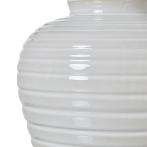 White Ceramic Pot Lamp With Linen Shade_1170