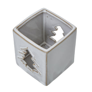 White Ceramic Tree Cut-Out Square Tealight Holder_3548