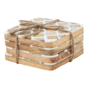 Set Of 4 Wood Effect Geometric Coasters_2975
