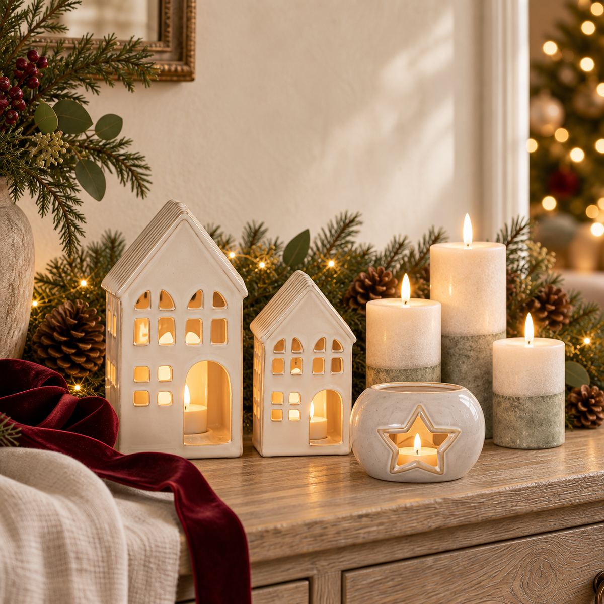 Christmas Candles, Holders & Lights