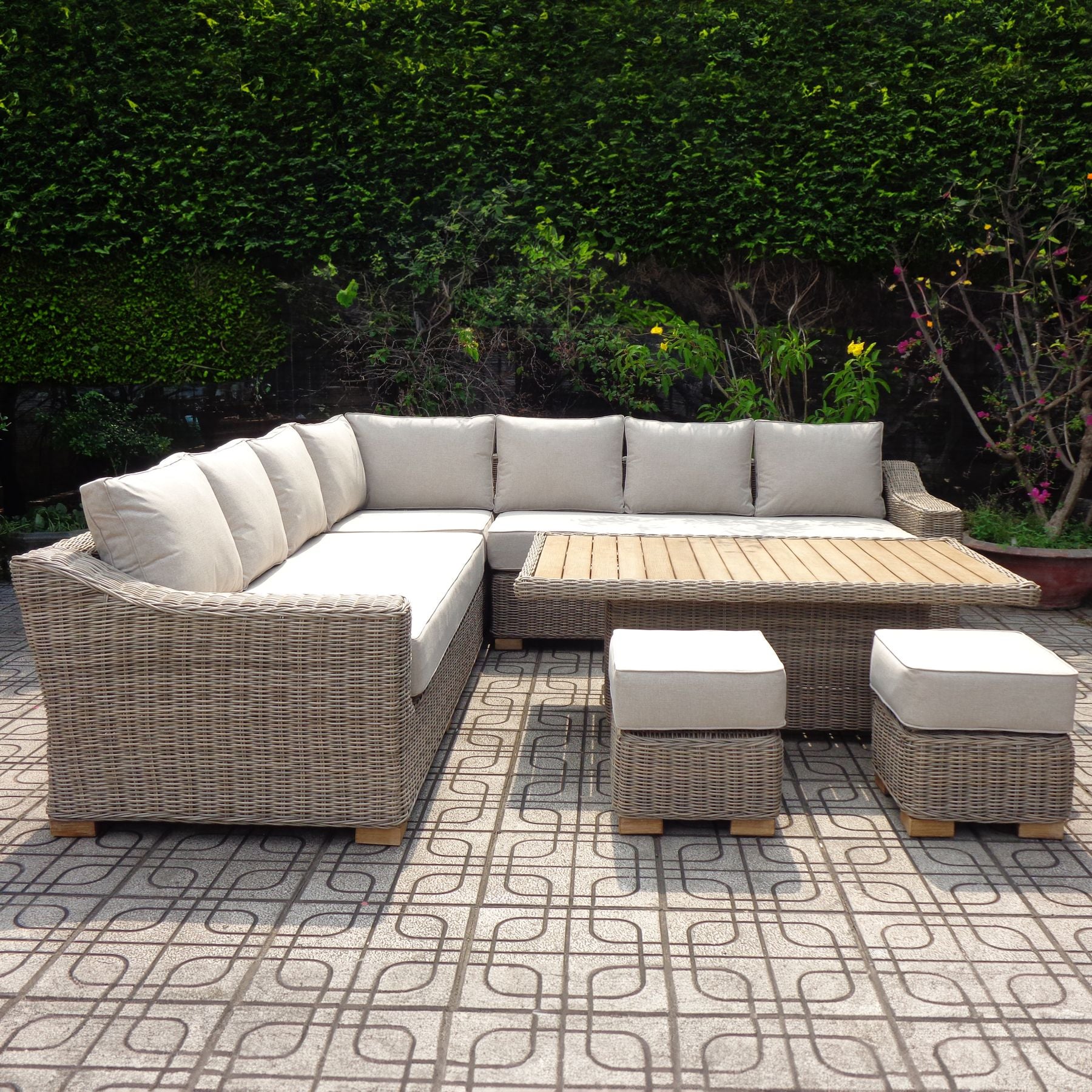 Capri Outdoor Large Corner Set With Riser Table + 2 Stools_193