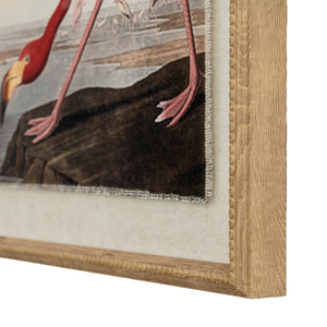 Flora & Fauna Collection Flamingo On Linen In Beaded Frame_3783